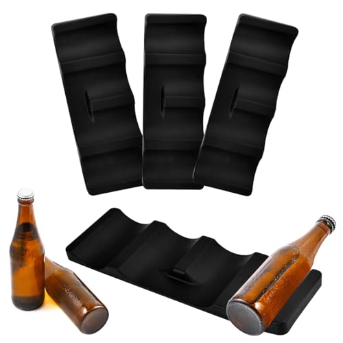 RMENOOR 3 Stück Flaschenhalter Kühlschrank Getränkehalter Silikon Faltbare Flaschenablage flaschenregal stapelbar Kühlschrank Dosenhalter Bier Halter Flaschen organizer für Speisekammer (schwarz) von RMENOOR