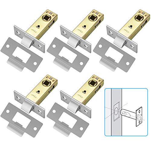 RMENOOR 5 Sets Einsteckschloss Aluminiumlegierung Rohrrahmenschloss 45mm Dornmaß Schloss Hochwertiger Türriegel Zimmertürschloss mit Schließblech Fallenschloss für Various Door Lock Handles von RMENOOR