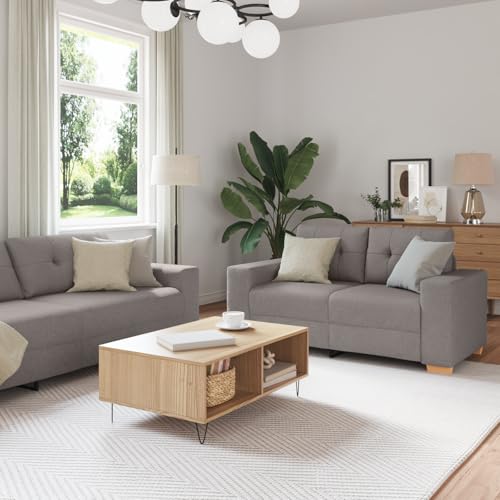 2-teiliges Sofa Set mit Zweisitzerbank und Sessel, Dunkelgrün Modernes Design, Plüschkissen und Robuster Holzrahmen für Wohnzimmer, Bequem und Einfach zu 2-teiliges Sofa Set mit Zweisitzerbank und Sessel, Dunkelgrün Modernes Design, Plüschkissen und Robuster Holzrahmen für Wohnzimmer, Bequem und Einfach zu von RMIHSJG