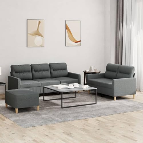 3-Sitzer Sofa Garnitur mit Hocker, Langlebige Stoff Couchgarnitur für Wohnzimmer, Bequemes Polstersofa mit Robustem Holzgestell, Atmungsaktive Sitzgruppe in von RMIHSJG