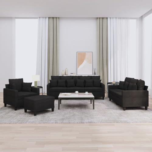 Gemütliche 3-Sitzer Sofagarnitur mit Hocker, Langlebiger Stoffbezug und Robustes Metallgestell, Bequemes Polstersofa für Wohnzimmer, Esszimmer oder Büro Gemütliche 3-Sitzer Sofagarnitur mit Hocker, Langlebiger Stoffbezug und Robustes Metallgestell, Bequemes Polstersofa für Wohnzimmer, Esszimmer oder Büro von RMIHSJG