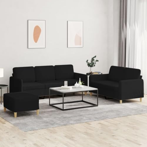 Gemütliche 3-Sitzer Sofagarnitur mit Hocker, strapazierfähiger Stoffbezug und Robustes Metallgestell für Wohnzimmer, Essbereich oder Büro Gemütliche 3-Sitzer Sofagarnitur mit Hocker, strapazierfähiger Stoffbezug und Robustes Metallgestell für Wohnzimmer, Essbereich oder Büro von RMIHSJG