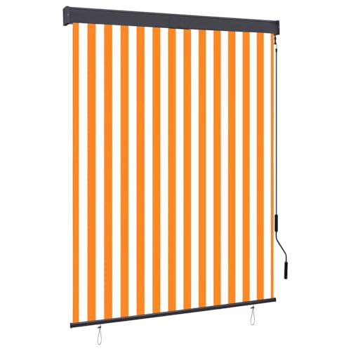 Handbetätigtes Außenrollo aus Polyestergewebe mit PA-Beschichtung für Balkon, Terrasse und Garten – Senkrechtmarkise mit Aluminium-Frontstange und Stahlkassette für optimale von RMIHSJG