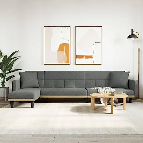 L-Form Schlafsofa mit Chaiselongue, 3-Positionen Einstellung für Sitzen, Relaxen und Schlafen, atmungsaktiver strapazierfähiger Stoff, robuster von RMIHSJG