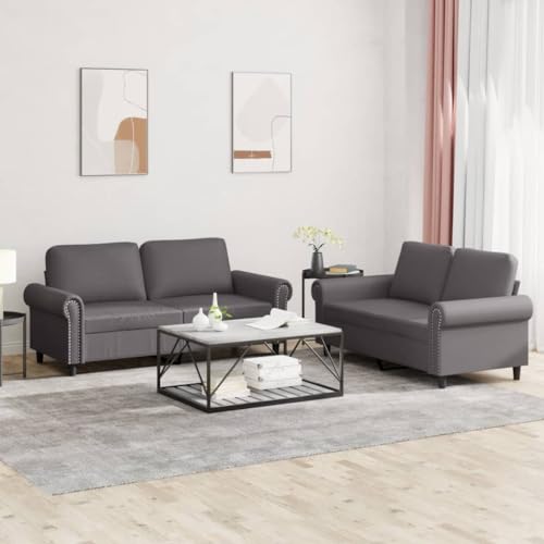 Langlebige Kunstleder Sofagarnitur mit Dicker Polsterung, Robuste Metallgestell Wohnzimmer Couch für Entspannung und Fernsehen, Schmutzabweisend und Einfach zu von RMIHSJG