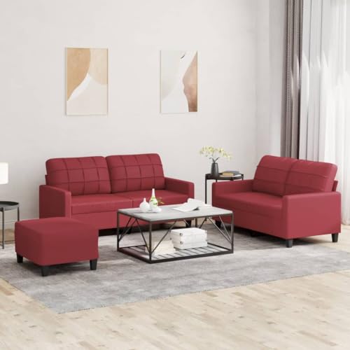 Langlebige Kunstleder Sofagarnitur mit Fußhocker, Robuste Sitzgruppe für Wohnzimmer, Bequemes 3-Sitzer Sofa Set in Modernem Design, Schmutzabweisend und Langlebige Kunstleder Sofagarnitur mit Fußhocker, Robuste Sitzgruppe für Wohnzimmer, Bequemes 3-Sitzer Sofa Set in Modernem Design, Schmutzabweisend und von RMIHSJG
