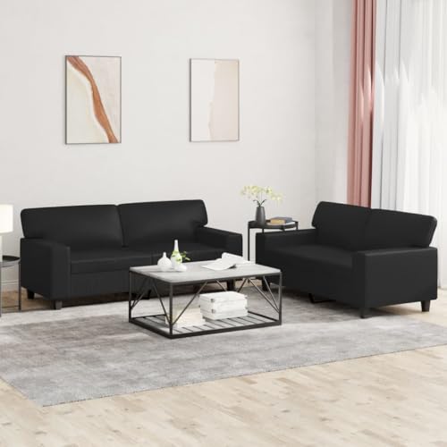 Langlebige Kunstleder Sofagarnitur mit Polsterung, Robuste Sitzgruppe aus Metall und Sperrholz für Wohnzimmer, Bequemes Sofa Set mit Luxuriösem Look und von RMIHSJG