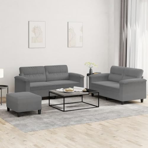 Langlebiges Mikrofaser Sofa Set mit Hocker, Robuste Sofagarnitur für Wohnzimmer, Bequemes 3-Sitzer Sofa mit Sitzhocker, Stabiles Gestell, Fleckenresistent, Grau Langlebiges Mikrofaser Sofa Set mit Hocker, Robuste Sofagarnitur für Wohnzimmer, Bequemes 3-Sitzer Sofa mit Sitzhocker, Stabiles Gestell, Fleckenresistent, Grau von RMIHSJG