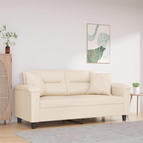 Modernes 2-Sitzer Sofa mit Zierkissen, Langlebige Mikrofaser und Robustes Metallgestell für Wohnzimmer, Esszimmer oder Büro, Bequem mit Dicker Polsterung Modernes 2-Sitzer Sofa mit Zierkissen, Langlebige Mikrofaser und Robustes Metallgestell für Wohnzimmer, Esszimmer oder Büro, Bequem mit Dicker Polsterung von RMIHSJG