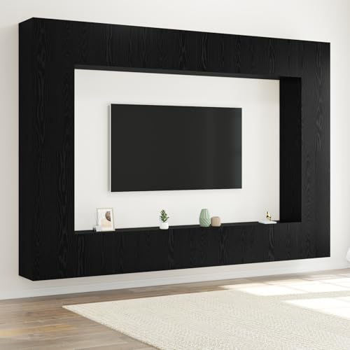 RMIHSJG 12-teiliges TV-Schrank-Set Wandmontiert Schwarz Eichen Holzwerkstoff Fernseher Tisch Konsolentisch mit Schubladen lowboard tv ständer RMIHSJG 12-teiliges TV-Schrank-Set Wandmontiert Schwarz Eichen Holzwerkstoff Fernseher Tisch Konsolentisch mit Schubladen lowboard tv ständer von RMIHSJG