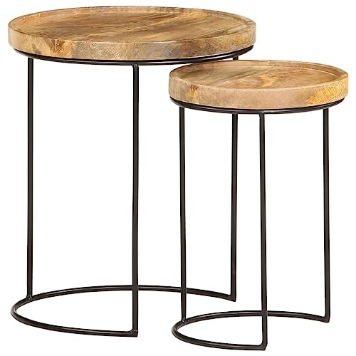 RMIHSJG 2-TLG. Couchtisch-Set Massivholz Mango und Stahl Couch Table Couchtisch Wohnzimmertisch Tisch Wohnzimmer für Wohnzimmer Schlafzimmer Outdoor Büro RMIHSJG 2-TLG. Couchtisch-Set Massivholz Mango und Stahl Couch Table Couchtisch Wohnzimmertisch Tisch Wohnzimmer für Wohnzimmer Schlafzimmer Outdoor Büro von RMIHSJG