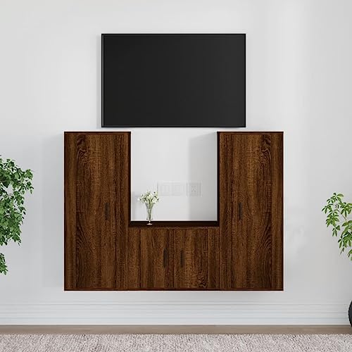 RMIHSJG 3-TLG. TV-Schrank-Set Braun Eichen-Optik Holzwerkstoff Sideboard hängend tv Regal tv unterschrank Fernseher Schrank RMIHSJG 3-TLG. TV-Schrank-Set Braun Eichen-Optik Holzwerkstoff Sideboard hängend tv Regal tv unterschrank Fernseher Schrank von RMIHSJG