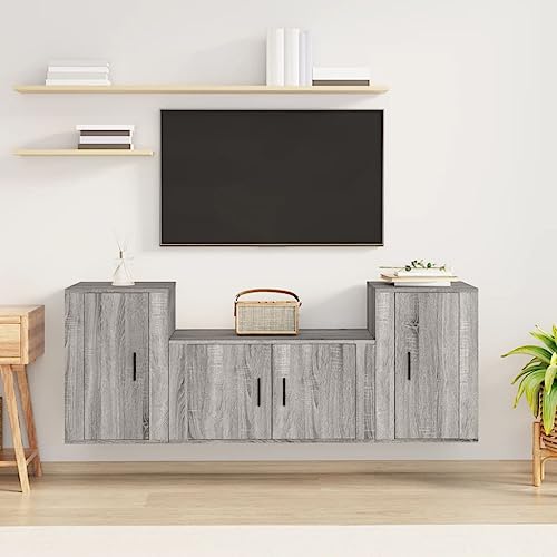 RMIHSJG 3-TLG. TV-Schrank-Set Grau Sonoma Holzwerkstoff Fernsehschrank Sideboard hängend kommode HiFi Rack RMIHSJG 3-TLG. TV-Schrank-Set Grau Sonoma Holzwerkstoff Fernsehschrank Sideboard hängend kommode HiFi Rack von RMIHSJG