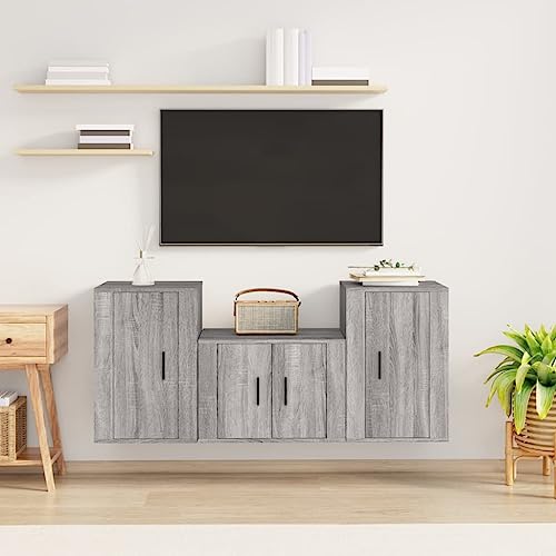 RMIHSJG 3-TLG. TV-Schrank-Set Grau Sonoma Holzwerkstoff tv Regal Fernsehschrank HiFi Rack Konsolentisch mit Schubladen RMIHSJG 3-TLG. TV-Schrank-Set Grau Sonoma Holzwerkstoff tv Regal Fernsehschrank HiFi Rack Konsolentisch mit Schubladen von RMIHSJG