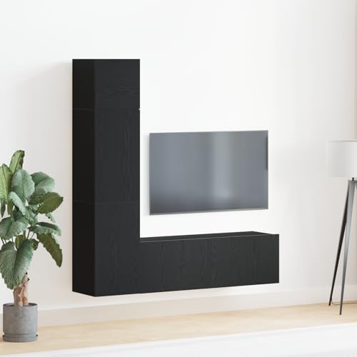 RMIHSJG 3-teiliges Wand-TV-Set in Schwarz Eiche hängeschrank wohnzimmerschrank lowboard HiFi Rack von RMIHSJG