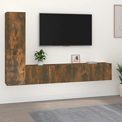 RMIHSJG 4-TLG. TV-Schrank-Set Räuchereiche Holzwerkstoff Konsolentisch mit Schubladen Sideboard hängend Fernsehschrank Fernsehtisch RMIHSJG 4-TLG. TV-Schrank-Set Räuchereiche Holzwerkstoff Konsolentisch mit Schubladen Sideboard hängend Fernsehschrank Fernsehtisch von RMIHSJG