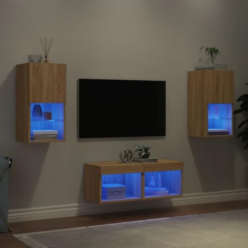 RMIHSJG 4-TLG. TV-Wohnwand mit LED-Leuchten Sonoma-Eiche wohnzimmerschrank Fernsehtisch HiFi Rack kommode RMIHSJG 4-TLG. TV-Wohnwand mit LED-Leuchten Sonoma-Eiche wohnzimmerschrank Fernsehtisch HiFi Rack kommode von RMIHSJG