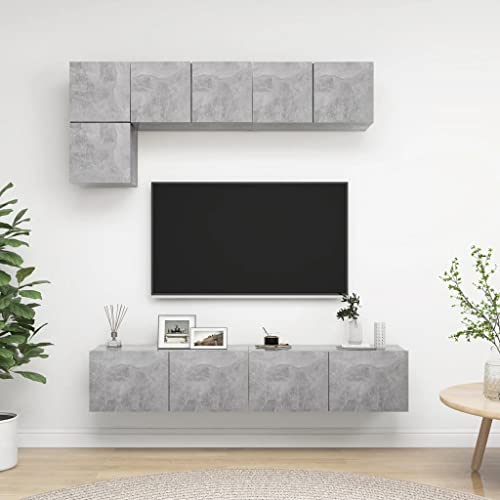 RMIHSJG 5-TLG. TV-Schrank-Set Betongrau Holzwerkstoff wohnzimmerschrank tv Bank HiFi Rack tv Cabinet von RMIHSJG