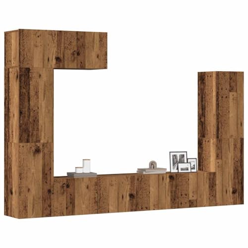 RMIHSJG 5-TLG. TV-Schrank-Set Wandmontage Altholz-Optik Holzwerkstoff tv kommode tv möbel kommode Konsolentisch mit Schubladen von RMIHSJG