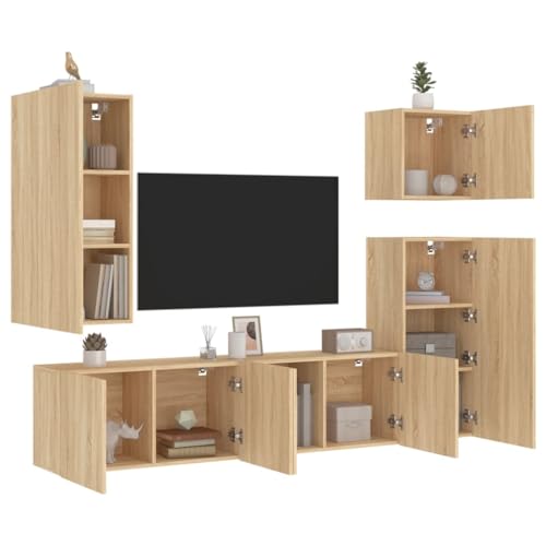 RMIHSJG 5-TLG. Wohnwand Sonoma-Eiche Holzwerkstoff Fernseher Schrank Fernsehtisch tv Board tv Regal RMIHSJG 5-TLG. Wohnwand Sonoma-Eiche Holzwerkstoff Fernseher Schrank Fernsehtisch tv Board tv Regal von RMIHSJG