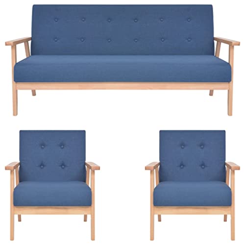 RMIHSJG Bequeme Sofagarnitur 3-teilig mit 2 Sesseln und Sofa, weiche Polyesterbezug und Schaumstoffpolster für optimalen Sitzkomfort, Stabiler Holzrahmen, einfache von RMIHSJG