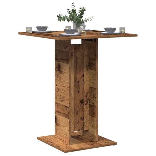 RMIHSJG Bistrotisch Altholz-Optik Dinner Table Mahlzeitentisch für Innenraum 60x60x75 cm Holzwerkstoff von RMIHSJG