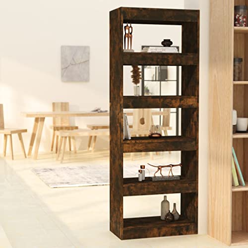 RMIHSJG Bücherregal/Raumteiler Räuchereiche 60x30x135 cm Holzwerkstoff Küchenregale Bücherregal Klein Regale Wohnzimmer Kleines Regal für Schlafzimmer Küche Büro Arbeitszimmer von RMIHSJG