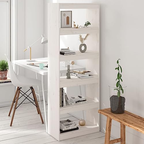RMIHSJG Bücherregal/Raumteiler Weiß 60x30x167,5 cm Massivholz Kiefer Kleiner Schrank Cd Regal Regal Schlafzimmer Book Shelf für Wohnbereich Küche Arbeitszimmer Büro von RMIHSJG
