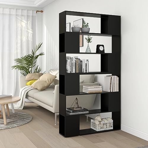 RMIHSJG Bücherregal Raumteiler Schwarz 100x24x188 cm Shelf Organizer Bücherschrank Bücherregal Klein Kleines Bücherregal für Arbeitszimmer Büro Wohnbereich Schlafzimmer von RMIHSJG