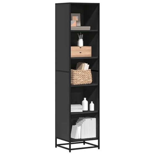 RMIHSJG Bücherregal Schwarz 40x35x170,5 cm Holzwerkstoff Küchenregale Bücherregal Klein Regale Wohnzimmer Kleines Regal für Küche Arbeitszimmer Büro Wohnbereich von RMIHSJG