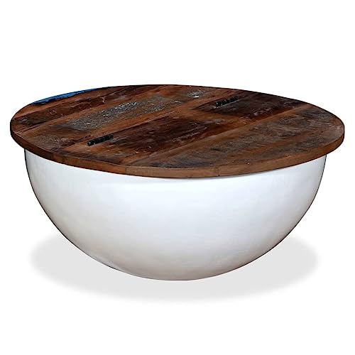 RMIHSJG Couchtisch Altholz Massiv Weiß Schalenform Side Table Beistelltisch Outdoor Coffee Table Kleiner Tisch für Wohnzimmer Outdoor Schlafzimmer Büro von RMIHSJG
