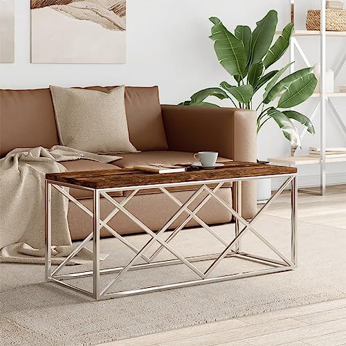 RMIHSJG Couchtisch Edelstahl und Altholz Massiv Couch Table Couchtisch Wohnzimmertisch Tisch Wohnzimmer für Büro Wohnzimmer Outdoor Schlafzimmer RMIHSJG Couchtisch Edelstahl und Altholz Massiv Couch Table Couchtisch Wohnzimmertisch Tisch Wohnzimmer für Büro Wohnzimmer Outdoor Schlafzimmer von RMIHSJG
