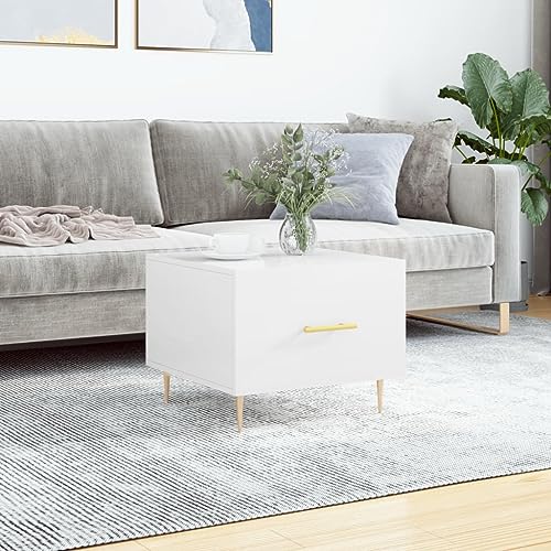 RMIHSJG Couchtisch Hochglanz-Weiß 50x50x40 cm Holzwerkstoff Side Table Couchtisch Kleiner Tisch Tisch Wohnzimmer für Büro Outdoor Schlafzimmer Wohnzimmer von RMIHSJG