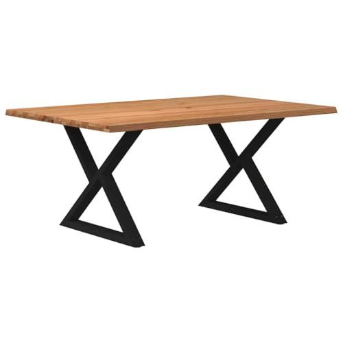 RMIHSJG Esstisch mit Baumkanten Hellbraun Tafel Mahlzeitentisch für Restaurant 180x120x74cm Massivholz Eiche von RMIHSJG