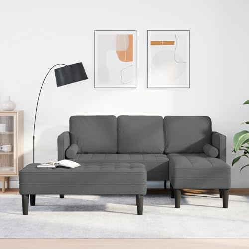 RMIHSJG L-förmiges Sofa Grau Modern mit Abnehmbaren Kissen, Großzügiges Ecksofa für Wohnzimmer mit Stabilem Holzrahmen und Fleckenresistenter Polyesterbezug – Ideal von RMIHSJG