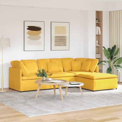 RMIHSJG Modulares Sofa mit Ottomane, Cordstoff Bezug und Metallrahmen für Wohnzimmer, Modulare Sitzgruppe mit Textilene Sitzflächen und Verstellbarer Aufbau von RMIHSJG