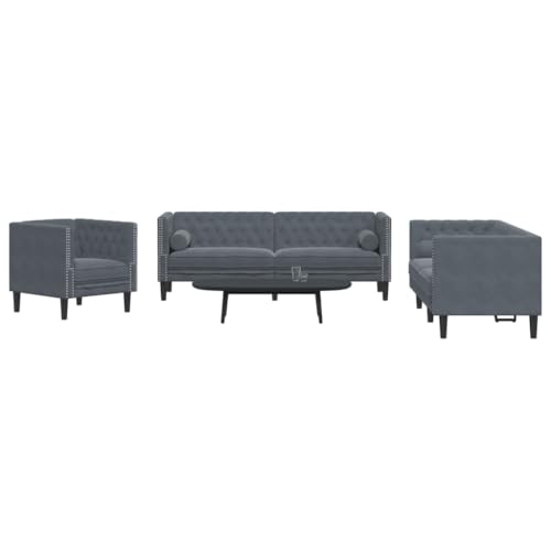 RMIHSJG Samt Chesterfield Sofa Set mit Knopftuft und Nackenkissen für Wohnzimmer, Bequemes Polstermöbel in Chesterfield Design mit Stabilen Stützbeinen für Entspannung RMIHSJG Samt Chesterfield Sofa Set mit Knopftuft und Nackenkissen für Wohnzimmer, Bequemes Polstermöbel in Chesterfield Design mit Stabilen Stützbeinen für Entspannung von RMIHSJG