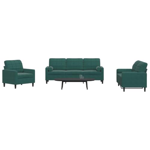 RMIHSJG Samt Sofa Set 3-Sitzer mit Metallgestell, Bequeme Sofagarnitur für Wohnzimmer, Weiches Velours Sofa mit Polsterung, Modernes Design für Entspannung und Gäste von RMIHSJG