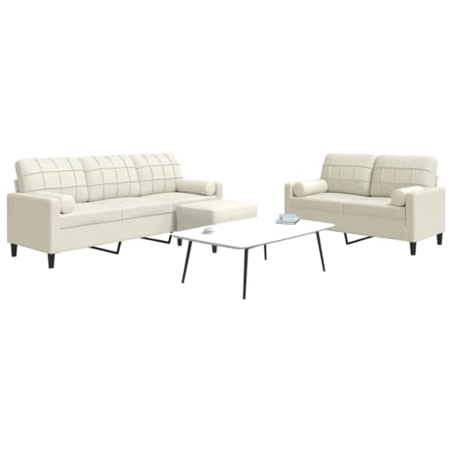 RMIHSJG Samt Sofagarnitur 3-Sitzer mit Hocker, Modernes Wohnzimmer Sofa Set in Grau, Bequemes Polstermöbel mit Metallgestell für Wohnbereich, Esszimmer und Lounge von RMIHSJG