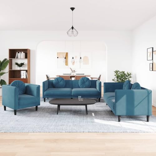 RMIHSJG Samt Sofagarnitur Modern mit Runden Kissen, Bequeme Polstergarnitur für Wohnzimmer, Weiches Velours Sofa mit Stützbeinen, Sitzgruppe zum Entspannen und von RMIHSJG