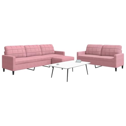 RMIHSJG Samt Sofagarnitur mit Hocker, Modernes 3-Sitzer Sofa Set mit Metallgestell, Bequeme Polstergarnitur für Wohnzimmer, Schlafzimmer und Essbereich von RMIHSJG