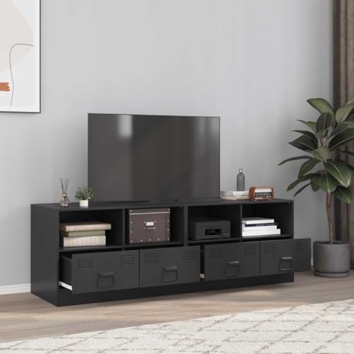 RMIHSJG TV-Schränke 2 STK. Schwarz Fernsehschrank tv Regal tv Cabinet hängeschrank 67x39x44 cm Stahl von RMIHSJG