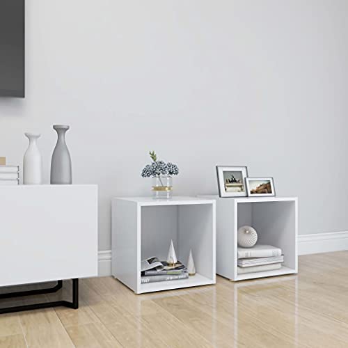 RMIHSJG TV-Schränke 2 STK. Weiß Sideboard Wohnzimmer Fernsehschrank kommode Couchtisch 37x35x37 cm Holzwerkstoff von RMIHSJG