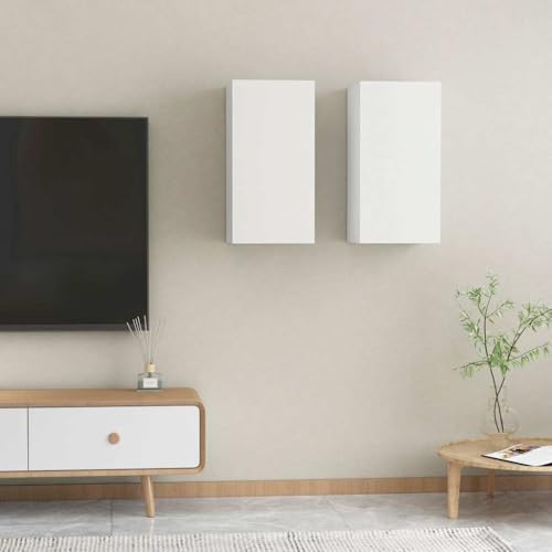 RMIHSJG TV-Schränke 2 STK. Weiß tv kommode Couchtisch Fernseher Tisch Fernsehschrank 30,5x30x60 cm Holzwerkstoff von RMIHSJG
