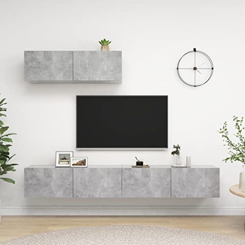 RMIHSJG TV-Schränke 3 STK. Betongrau Holzwerkstoff Fernsehtisch Sideboard hängend tv Regal Sideboard tv von RMIHSJG