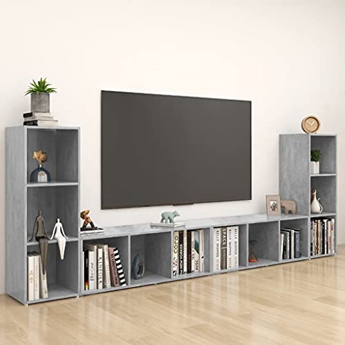 RMIHSJG TV-Schränke 4 STK. Betongrau tv Regal Fernseher Tisch Sideboard hängend Konsolentisch mit Schubladen 107x35x37 cm Holzwerkstoff RMIHSJG TV-Schränke 4 STK. Betongrau tv Regal Fernseher Tisch Sideboard hängend Konsolentisch mit Schubladen 107x35x37 cm Holzwerkstoff von RMIHSJG