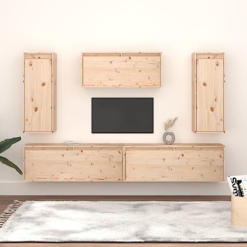 RMIHSJG TV-Schränke 5 STK. Massivholz Kiefer tv ständer kommode Konsolentisch mit Schubladen tv Bank von RMIHSJG