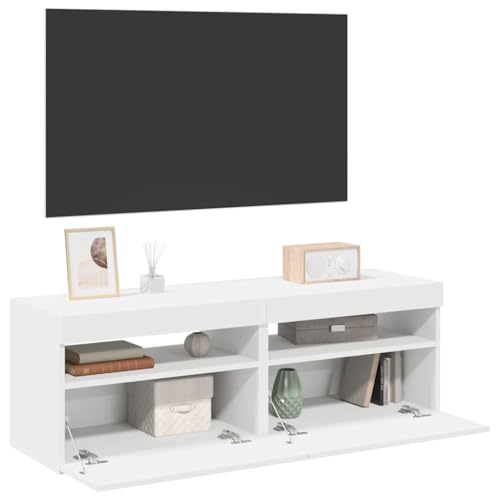 RMIHSJG TV-Schränke mit LED-Leuchten 2 STK. Weiß hängeschrank Fernseher kommode tv Cabinet Sideboard Wohnzimmer 60x35x40cm RMIHSJG TV-Schränke mit LED-Leuchten 2 STK. Weiß hängeschrank Fernseher kommode tv Cabinet Sideboard Wohnzimmer 60x35x40cm von RMIHSJG