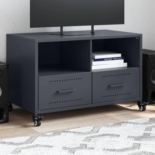RMIHSJG TV-Schrank Anthrazit Fernseher Schrank hängeschrank lowboard Konsolentisch mit Schubladen 68x39x43,5 cm Stahl von RMIHSJG
