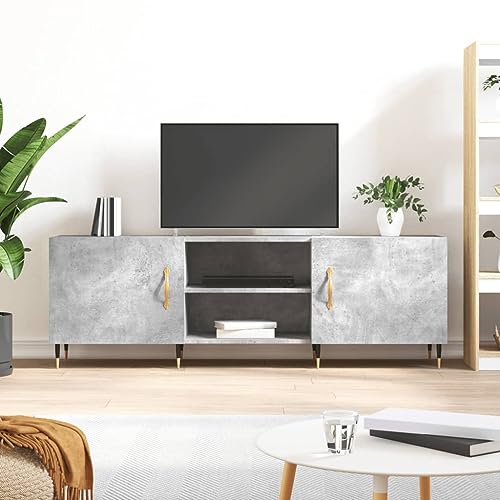 RMIHSJG TV-Schrank Betongrau tv kommode tv Regal wohnzimmerschrank Fernseher Schrank 150x30x50 cm Holzwerkstoff von RMIHSJG